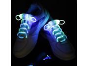 Foxnovo Novelty Weatherproof Washable 3 Mode LED Glowing Flashing Shoelaces One Pair Blue Green Light