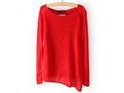 Foxnovo Fashion Spring Round Collar Long Sleeve Women s Thin Wool Pullover Sweater Coat Size S Red