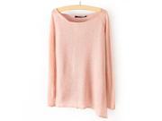 Foxnovo Fashion Spring Round Collar Long Sleeve Women s Thin Wool Pullover Sweater Coat Size L Pink