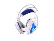 Foxnovo G3100 Stereo Pro Gaming Headset Bass USB Headphone with Microphone LED Light White Blue