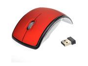 Foxnovo Ultra thin 2.4GHz Wireless Folding Foldable Arc Optical Mouse with USB Receiver for PC Laptop MacBook Red