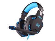 Foxnovo G2100 Professional Over ear Headband Stereo Bass Vibration Gaming Headphone Headset with MIC LED Lights for PC Gamer Black Blue