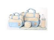 Foxnovo 5 in 1 Multi function Large Capacity Baby Diaper Nappy Changing Pad Travel Mummy Bag Tote Handbag Set Sky blue