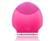 Foxnovo Waterproof Ultrasonic Rechargeable Silicone Mini Facial Cleaner Face Care Beauty Tool Rose Red