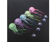 Foxnovo 5pcs Glowing Effect Artificial Jellyfishes Aquarium Fish Tank Decorations Size S Blue Green Yellow Purple Pink