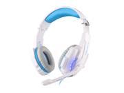 Foxnovo G9000 3.5mm Game Gaming Headphone Headset with Microphone LED Light for Laptop Tablet Mobile Phone White Blue