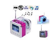 Foxnovo TT 029 Mini Digital Speaker Music Player with FM Alarm Clock TF Slot USB Audio in for Cellphone PC Rosy