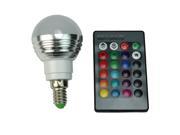 Foxnovo E14 AC 85 265V 3W 16 Colors RGB LED Bulb Light Lamp with 24 Key IR Remote Control