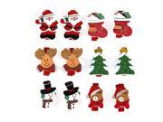 Foxnovo 12pcs Christmas Pattern Mini Wooden Pegs Note Memo Clips Clothespins