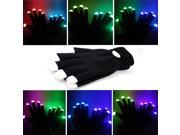 Foxnovo Novelty 7 mode LED Gloves Rave Light Finger Lighting Flashing Glowing Unisex Gloves One Pair Black