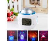 Foxnovo Children Room Sky Star Night Light Projector Lamp with Sleeping Music Calendar Clock Thermometer