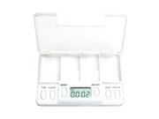 Foxnovo 4 Cell Multi Alarm Timer Electronic Tablet Pills Reminder Medicine Box Case Organizer White