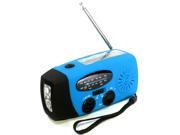 Foxnovo Portable Multi functional Emergency Solar Hand Crank Dynamo USB Powered AM FM Radio 3 LEDs Flashlight Cellphone Charger Blue