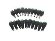 Foxnovo 10 Pairs of 2.1*5.5mm Male and Female DC Power Plug Jack Adapters Connectors for CCTV Camera LED Strip Lights