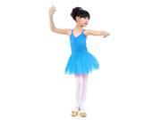 Foxnovo 130cm Beautiful Little Girls One piece Sleeveless V neck Tulle Ballet Skirt Ballet Tutu Dress Bubble Skirt Sky blue