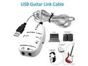 Foxnovo USB Guitar Link Cable to PC MAC Audio Recording Adapter White