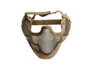 Foxnovo Outdoor Sports Tactical Hunting Metal Mesh Half Face Mask Protective Mask with Elastic Velcro Strap Khaki