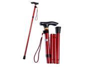 Foxnovo Non slip Adjustable Height Aluminum Alloy Folding Walking Stick Cane Travel Crutch Alpenstock Red
