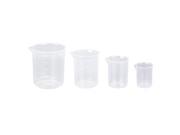 Foxnovo 4pcs 50ml 150ml 250ml 500ml Plastic Graduated Beakers Transparent