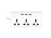 Foxnovo BTY 3 Outlet 3 USB Port Socket Travel Charger for Phones and Appliances US Plug White