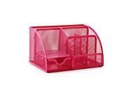 Foxnovo Office Desk Tidy Organiser Pen Holder Mesh Stationery Container Red