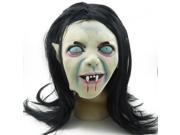 Foxnovo Halloween Horrific Mask Creepy Terrifying Toothy Zombie Ghost Sadako Mask with Hair for Cosplay Costume
