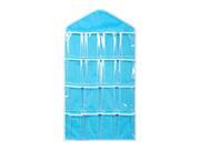 Foxnovo 16 Pockets Clear Over Door Hanging Bag Shoe Rack Hanger Underwear Socks Bra Closet Storage Tidy Organizer Blue