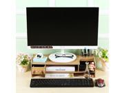 Foxnovo Eco Friendly Decorative Wooden Monitor Riser Stand 2 Tier Desktop Organizer Wood Color