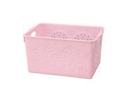 Foxnovo Hollow Thick Plastic Storage Baskets Bins Organizer Size L Pink
