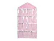 Foxnovo 16 Pockets Clear Over Door Hanging Bag Shoe Rack Hanger Underwear Socks Bra Closet Storage Tidy Organizer Pink