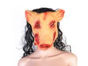 Foxnovo Halloween Creepy Animal Prop Latex Party Unisex Scary Pig Head Mask Hair