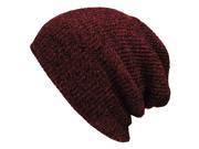 Foxnovo Slouchy Winter Hats Knitted Beanie Caps Soft Warm Ski Hat Men Hip Pop Beanie Cap Wine Red