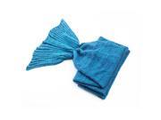 Foxnovo Super Soft Hand Crochet Mermaid Tail Blanket Sofa Blanket Adult 195*85 cm DIY Lake Blue