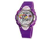 Foxnovo PSE 2001D Waterproof Students Boys Girls LED Digital Display Sports Wrist Watch with Date Week Alarm Stopwatch Backlight Rubber Band Purple