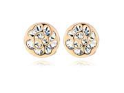 Foxnovo Pair of Fashion Round Style Women s 18K Gold Plated Zircon Decor Ear Pendant Earrings Silver