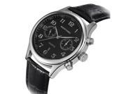 Foxnovo 23 50M Waterproof Elegant Men s Round Dial Arabic Numerals Quartz Wrist Watch with Date Week PU Band Black