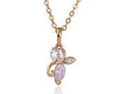 Foxnovo Leaf Shaped 18K Gold Plated Pendant Necklace with Austrian Zircon Golden