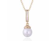 Foxnovo Pearl Decorated 18K Gold Plated Pendant Necklace with Austrian Zircon Golden