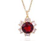 Foxnovo Petal Shaped 18K Gold Plated Pendant Necklace with Austrian Zircon Red
