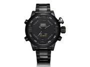 Foxnovo AD2820 Multi functional Waterproof Men s Boys LED Digital Analog Dual Time Display Sports Wrist Watch with Date Alarm Stainless Steel Band Black