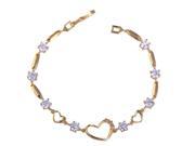 Foxnovo Heart Style Zircon Deored Gold Plated Women Bracelet Cuff Bangle