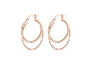 Foxnovo Pair of Fashion Thin Two Layer Style Women Girls 18K Gold Plated Ear Pendants Earrings Rosy Golden
