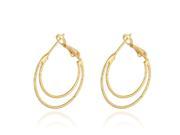 Foxnovo Pair of Fashion Thin Two Layer Style Women Girls 18K Gold Plated Ear Pendants Earrings Golden