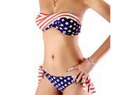 Foxnovo Fashion American Flag Pattern Women s Ladies Sexy Strapless Two Piece Bikini Swimsuit Swimwear Bathing Suit Size S