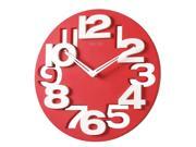 Foxnovo Novelty Hollow out 3D Big Digits Kitchen Home Office Decor Round Shaped Wall Clock Art Clock Red