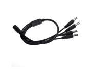 Foxnovo 40cm One Female 2.1mm Jack to 4 Male 2.1mm Plugs DC Power Y Splitter Adapter Cable for CCTV Camera Black