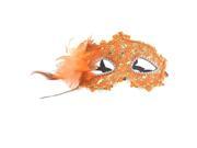 Foxnovo Fashion Lily Flower Crystal Rhinestones Decor Venetian Lace Face Mask for Halloween Masquerade Costume Party Orange