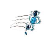 Foxnovo Fashion Delicate Women s Wedding Bridal Crystal Rhinestones Decor Flower Style Alloy Hair Comb Clip Hair Pin Blue