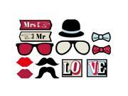 Foxnovo A Set of 13pcs DIY Funny Glasses Moustache Red Lips Bow Ties Hat On Sticks Christmas Wedding Birthday Party Photographing Photo Booth Props