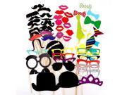 Foxnovo A Set of 54pcs DIY Funny Colorful Glasses Moustache Red Lips Bow Ties Hats On Sticks Wedding Birthday Party Photo Booth Props